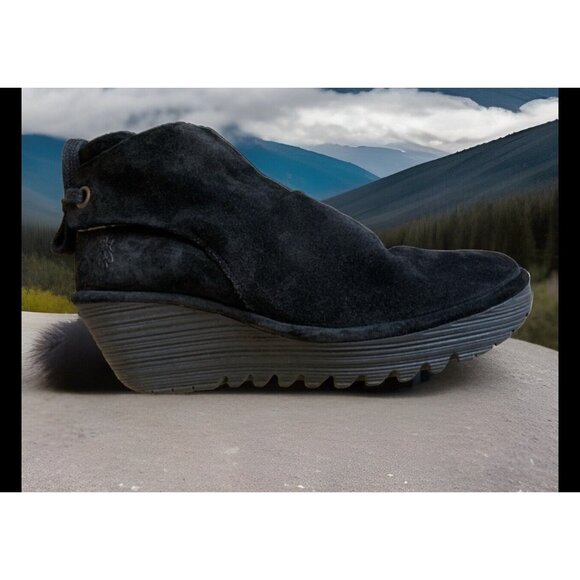 Fly London Womens Suede Black Wedges Size 35 5 - Picture 4 of 7